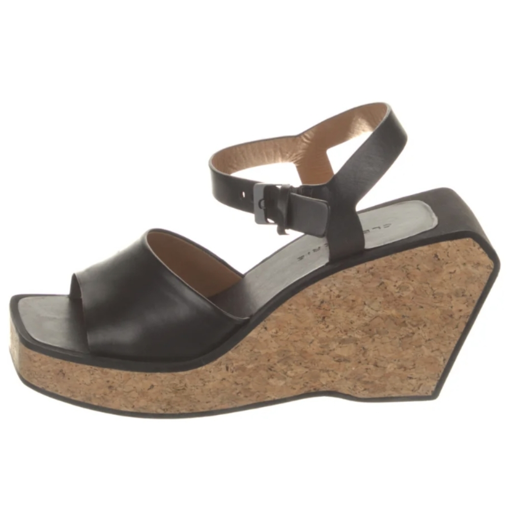 Robert Clergerie cork wedge square heel sandals